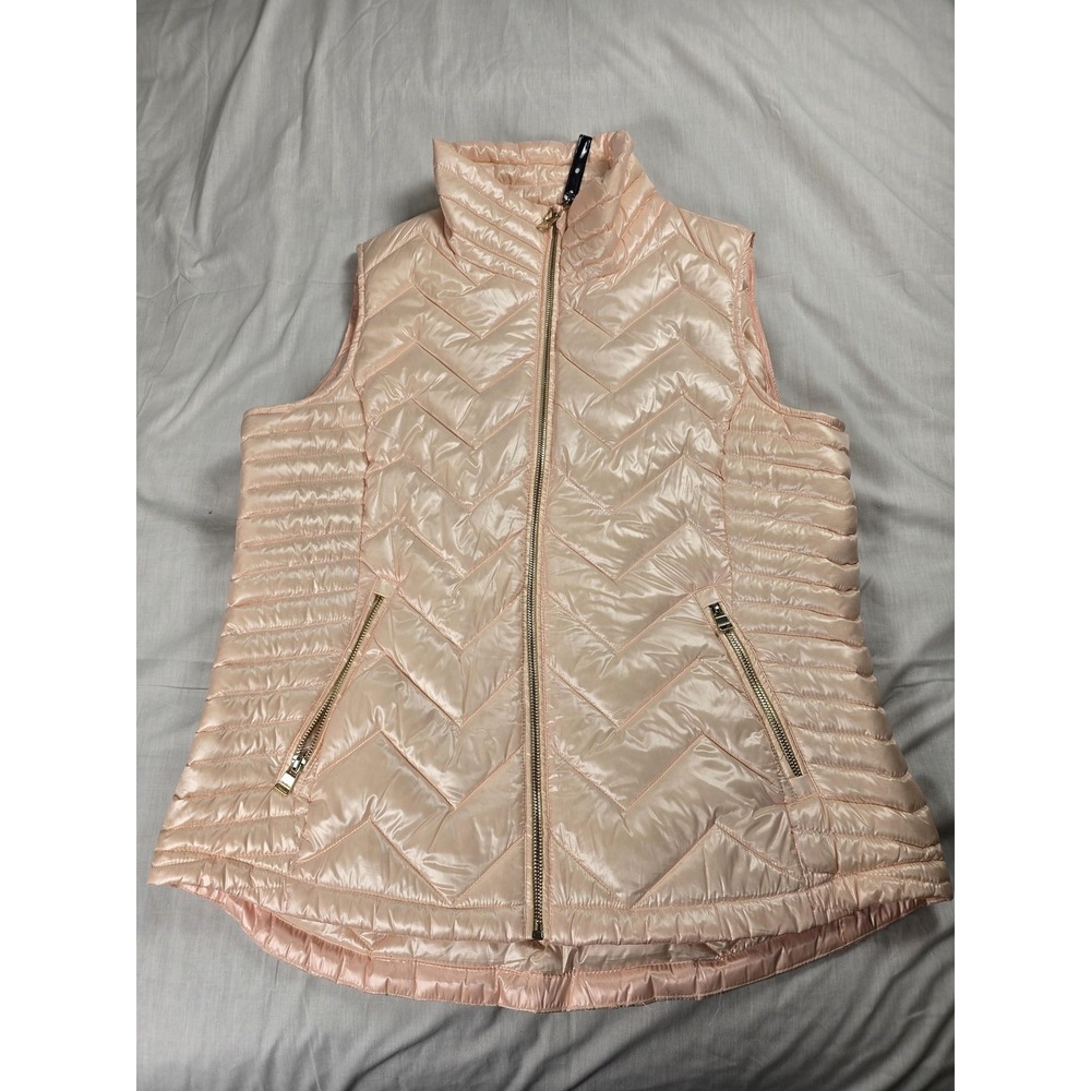 Calvin Klein Vest Womens XL Pink Quilted Down Puffer Full Zip Pockets‎ Warm